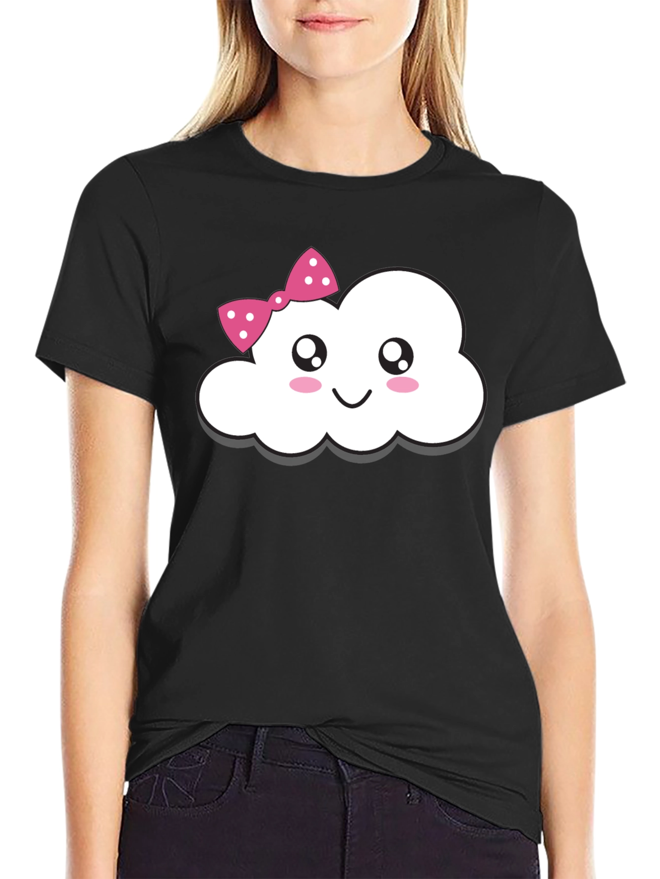 Cute Cloud with Bow T-Shirt - Fun Kawaii Style