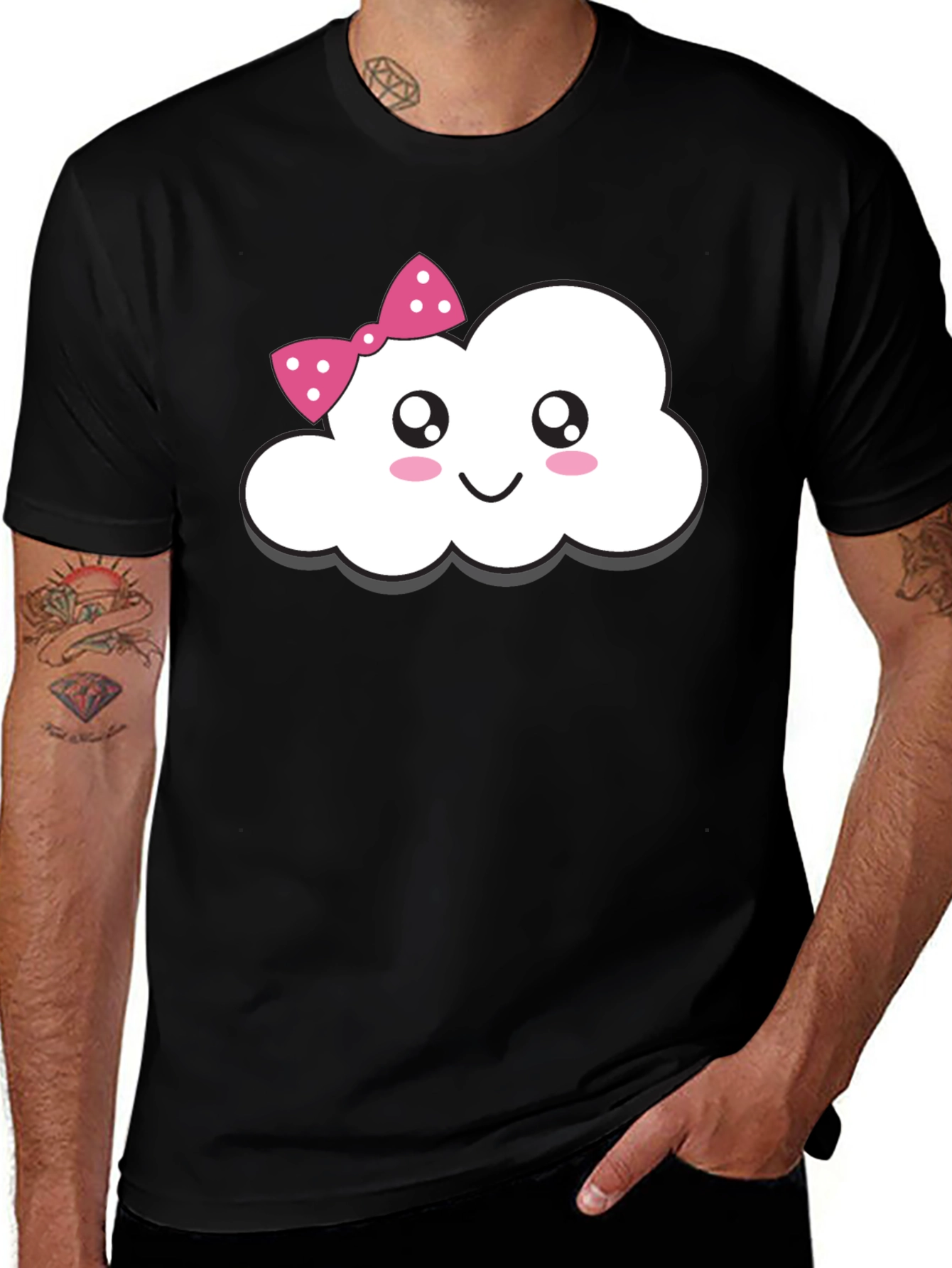 Cute Cloud with Bow T-Shirt - Fun Kawaii Style