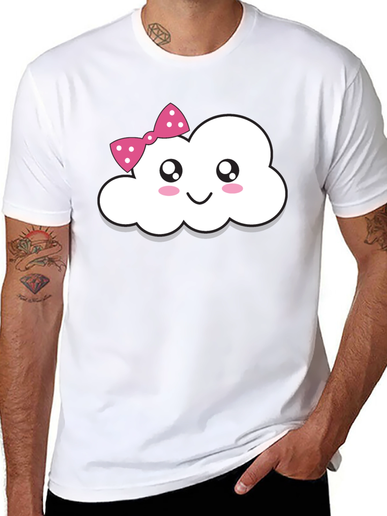 Cute Cloud with Bow T-Shirt - Fun Kawaii Style