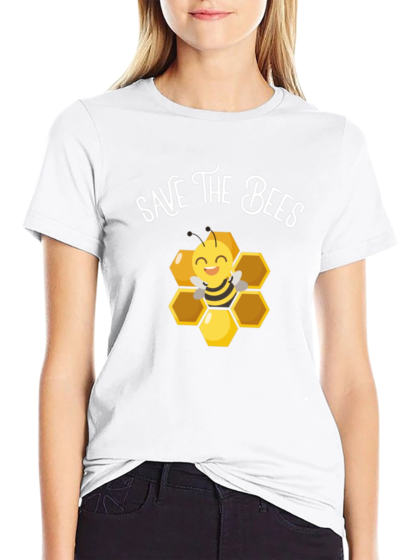Save the Bees T-Shirt: Cute Bee and Honeycomb Design