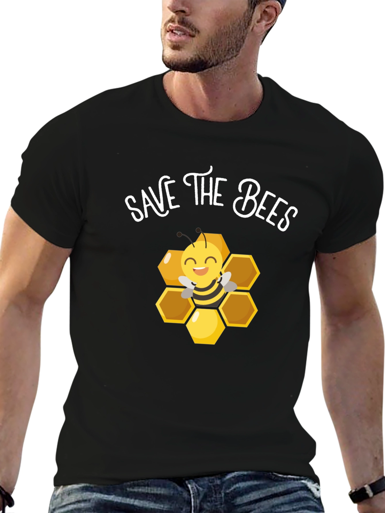 Save the Bees T-Shirt: Cute Bee and Honeycomb Design