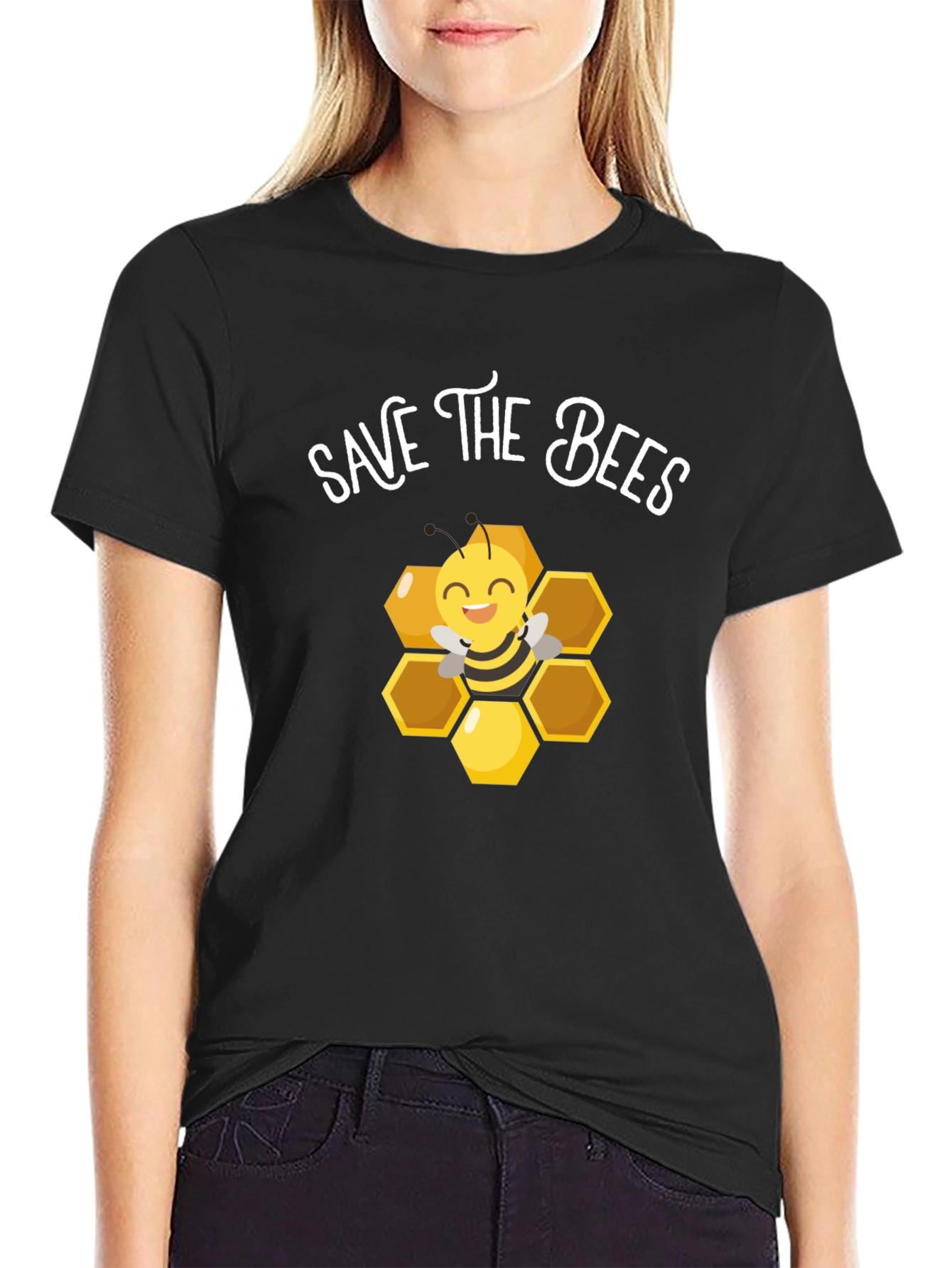 Save the Bees T-Shirt: Cute Bee and Honeycomb Design