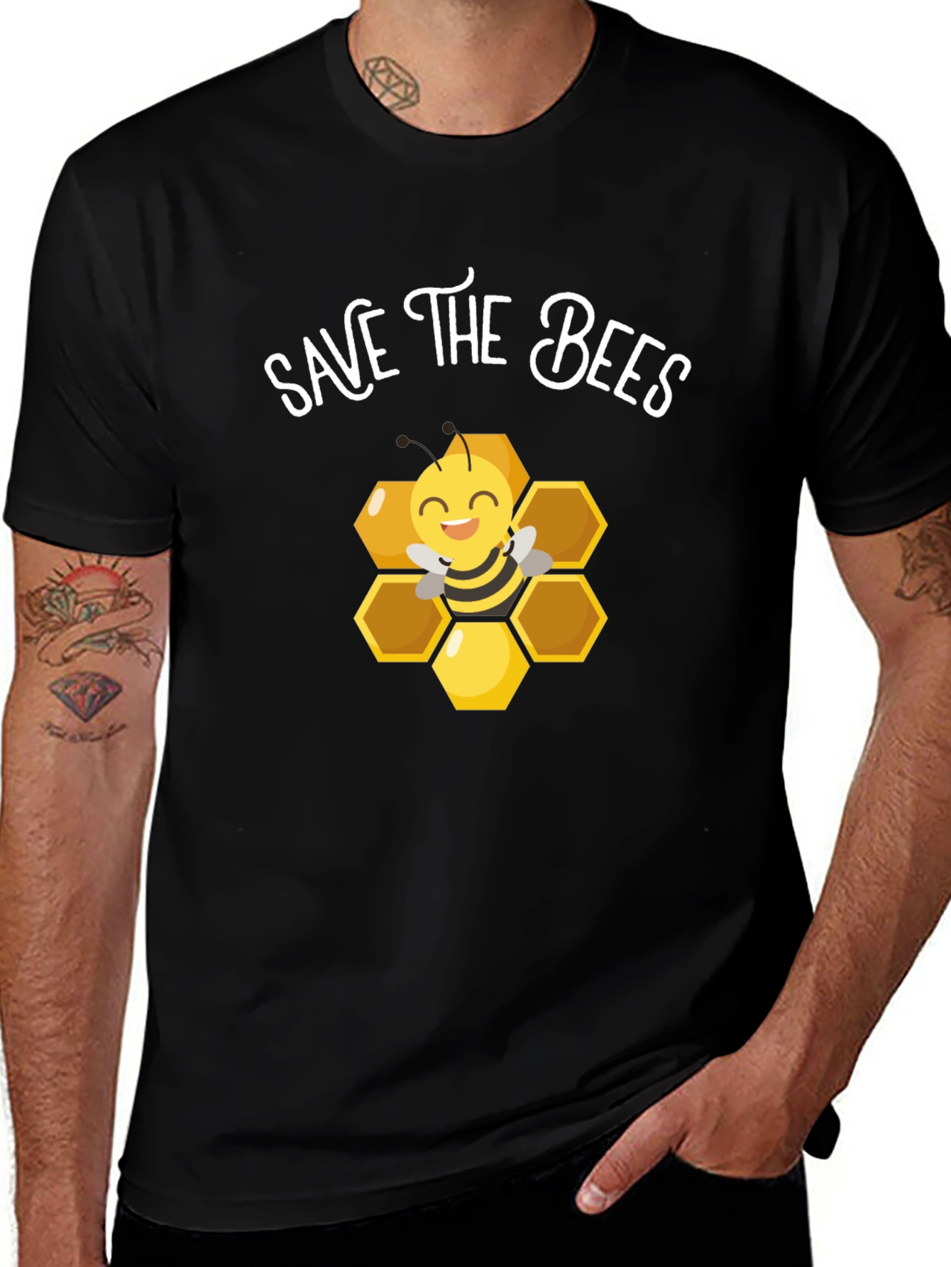 Save the Bees T-Shirt: Cute Bee and Honeycomb Design