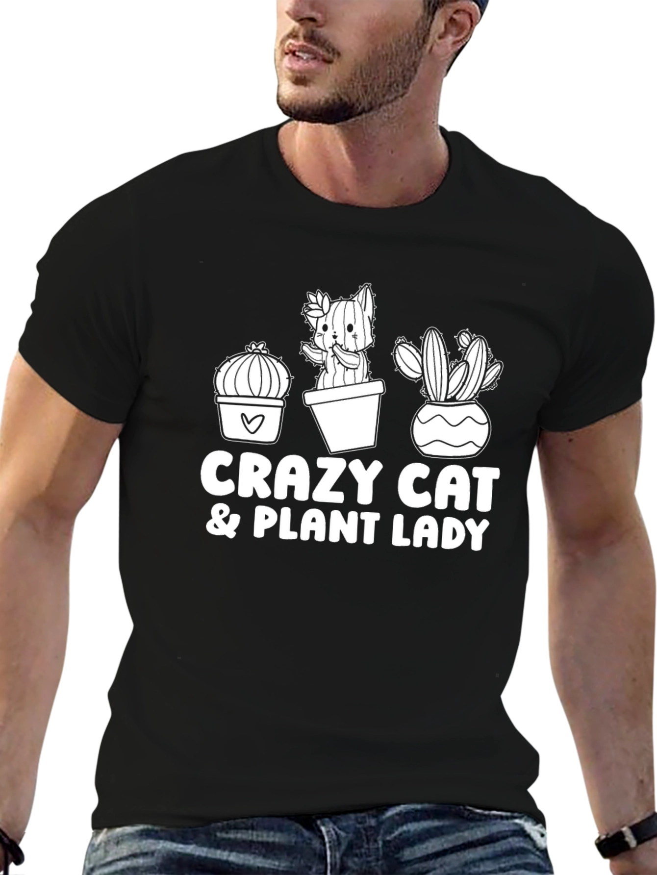 Crazy Cat & Plant Lady Graphic T-Shirt
