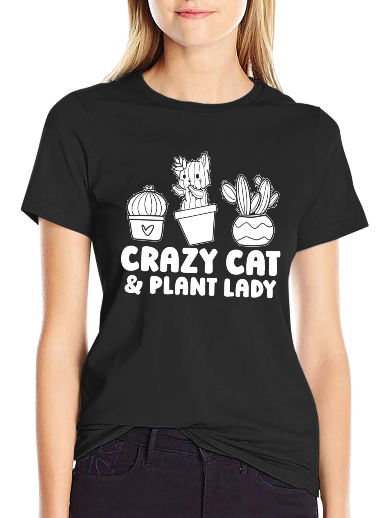 Crazy Cat & Plant Lady Graphic T-Shirt