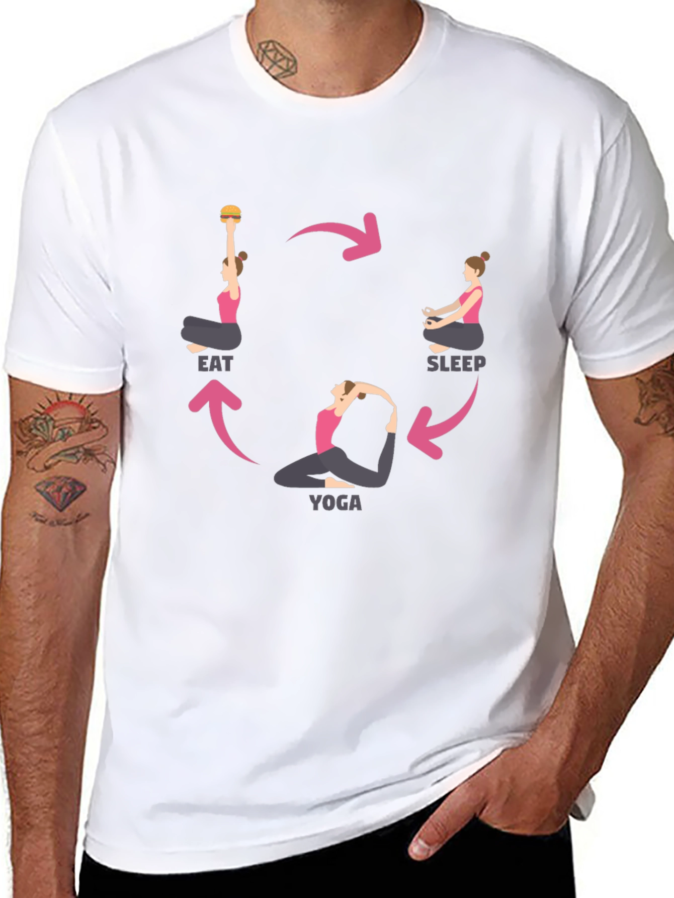Eat Sleep Yoga Cycle Black T-Shirt