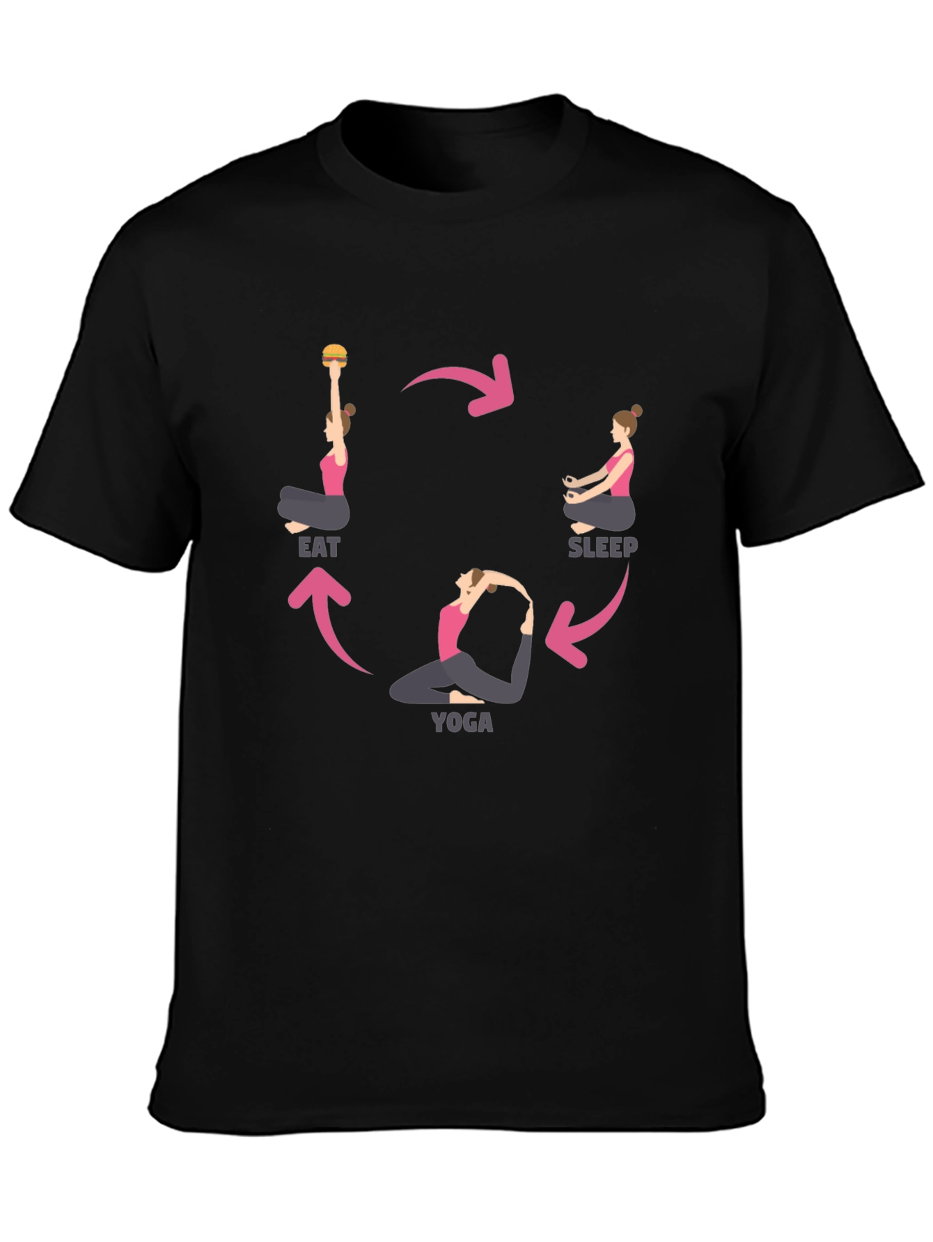 Eat Sleep Yoga Cycle Black T-Shirt