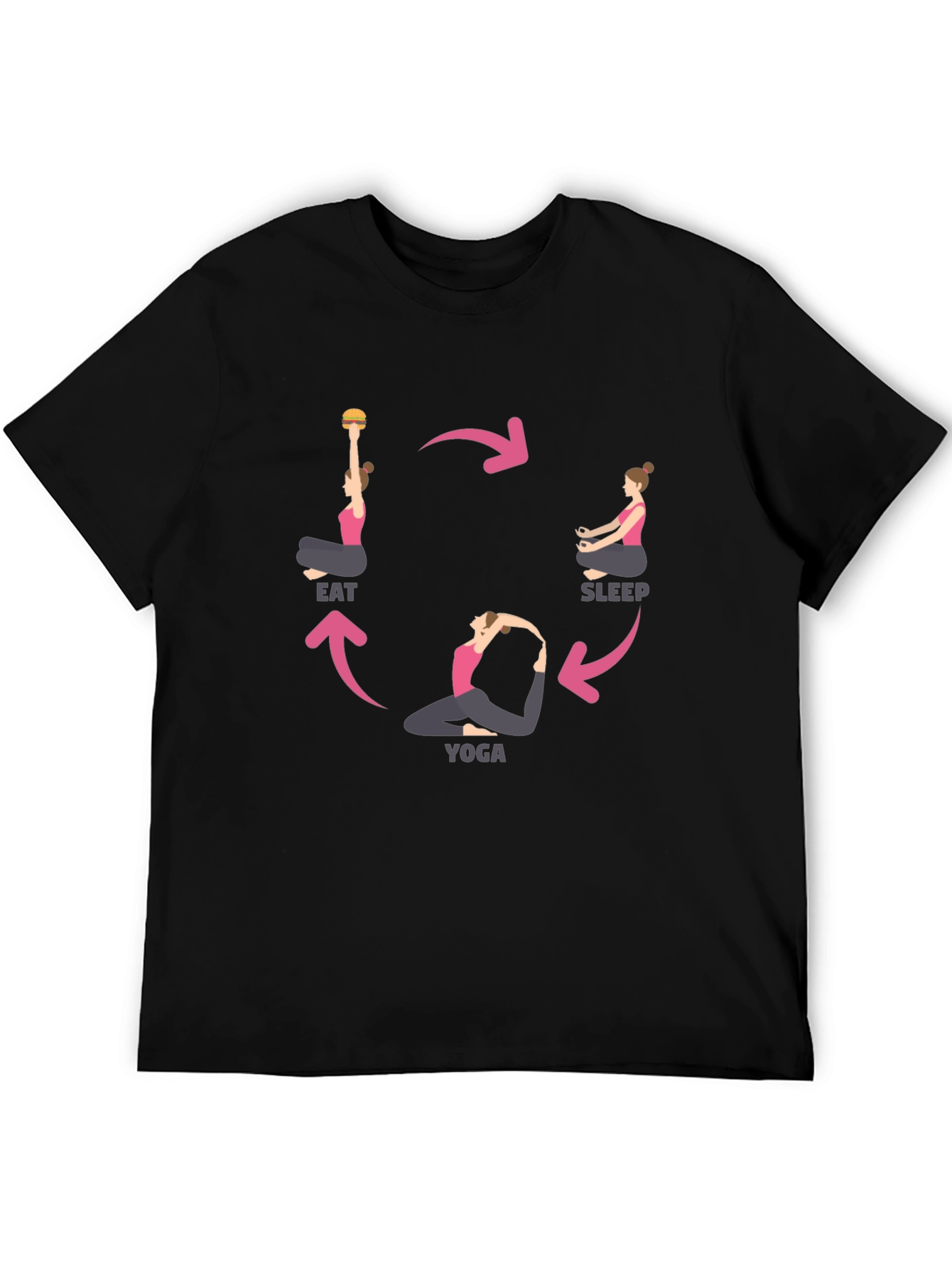 Eat Sleep Yoga Cycle Black T-Shirt