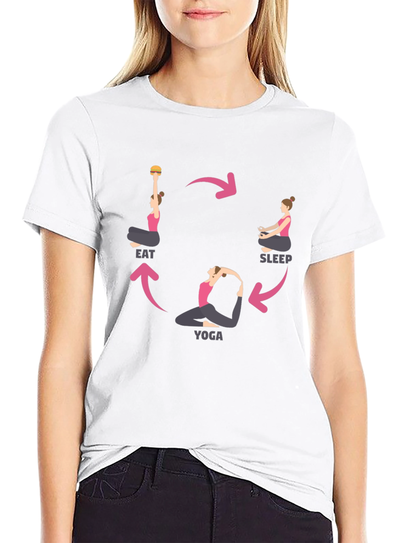 Eat Sleep Yoga Cycle Black T-Shirt