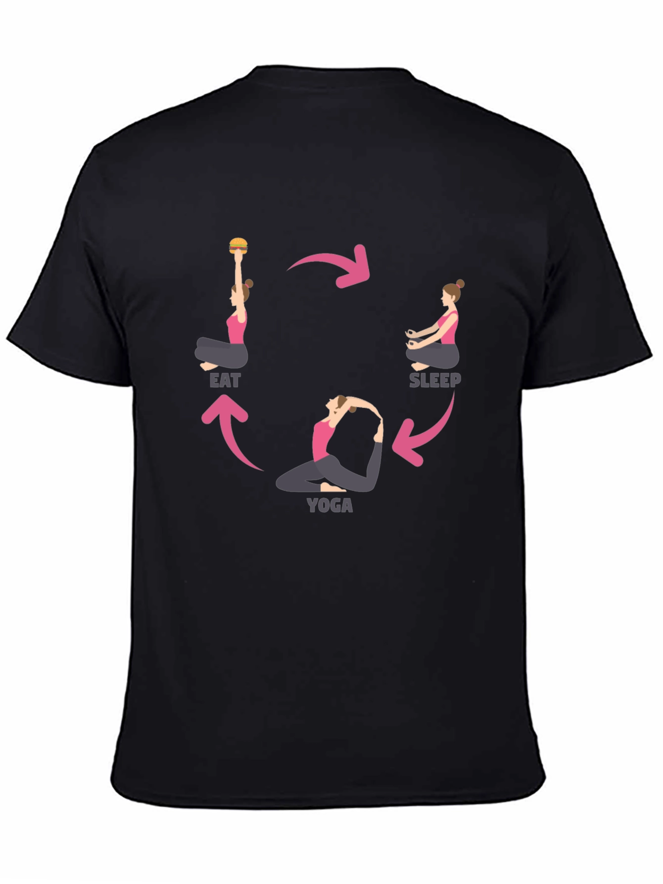 Eat Sleep Yoga Cycle Black T-Shirt