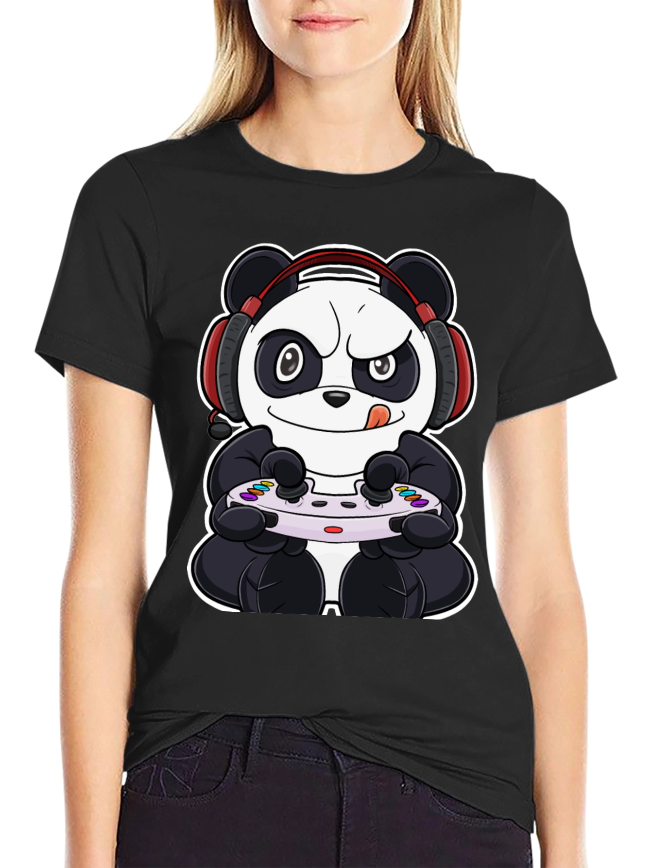 Gamer Panda Black T-Shirt