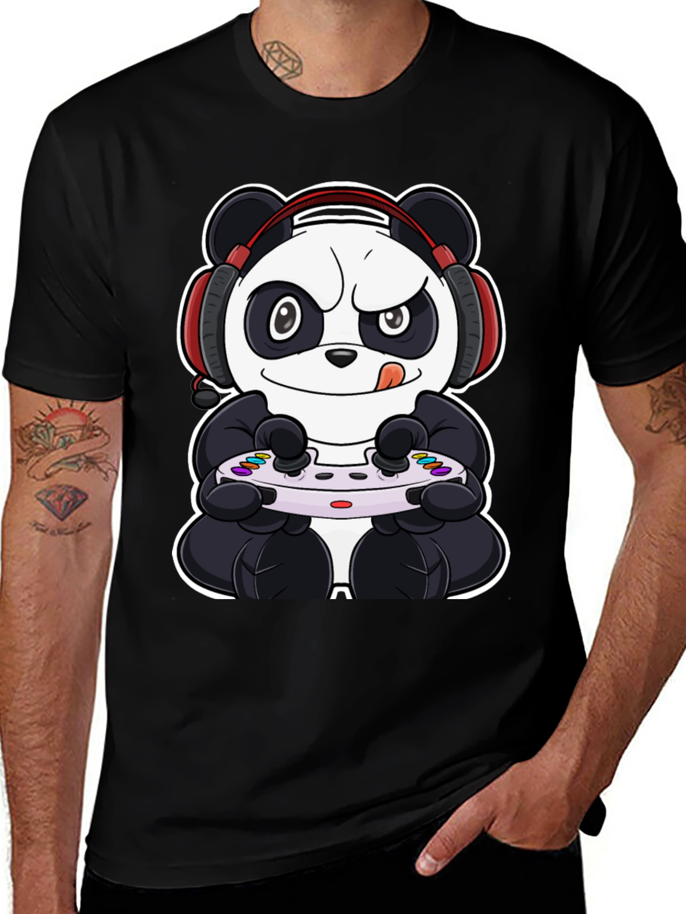 Gamer Panda Black T-Shirt