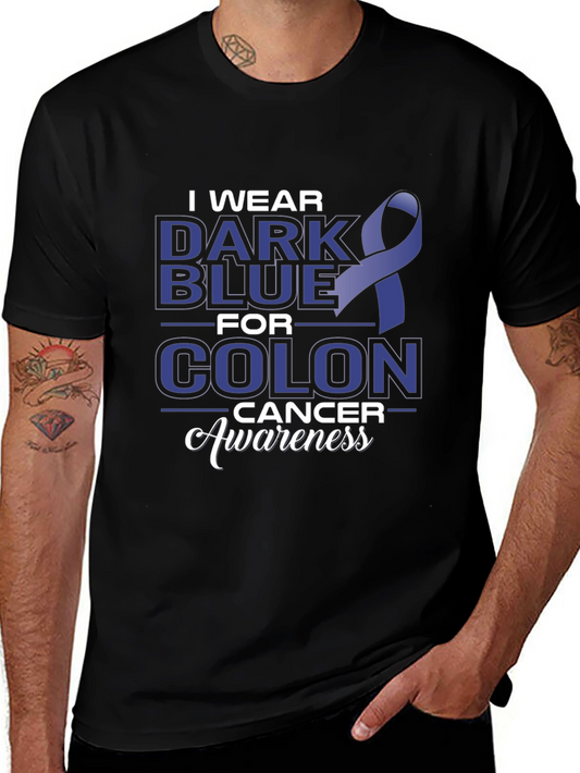 Colon Cancer Awareness Dark Blue Ribbon T-Shirt