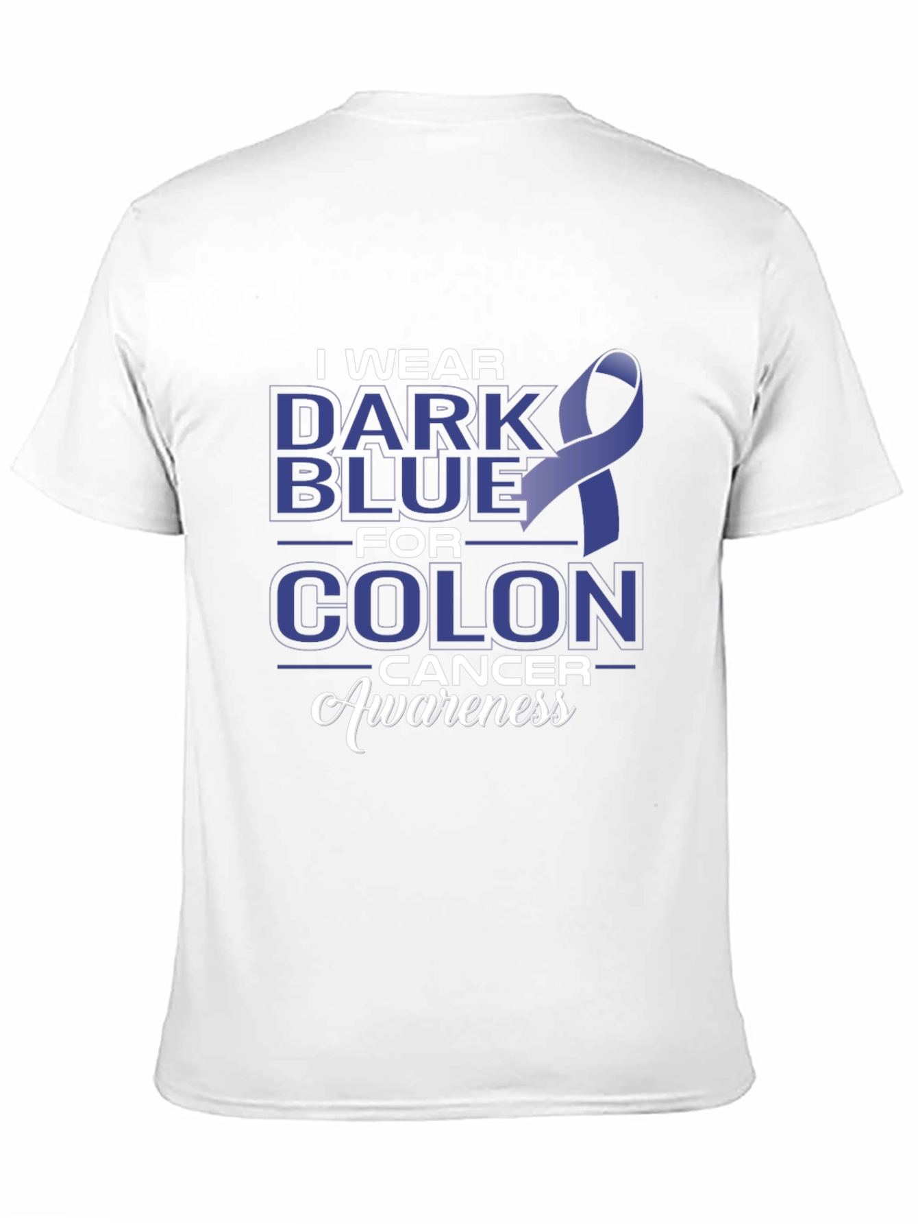 Colon Cancer Awareness Dark Blue Ribbon T-Shirt