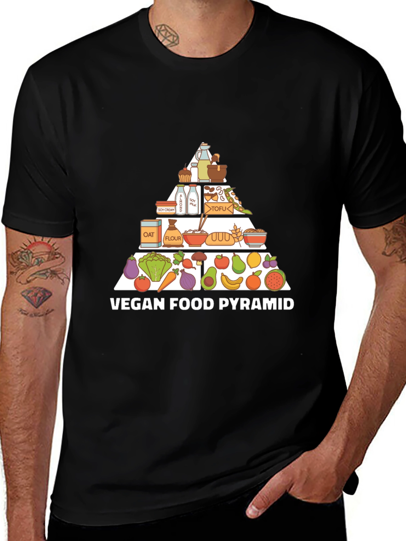Vegan Food Pyramid Graphic T-Shirt