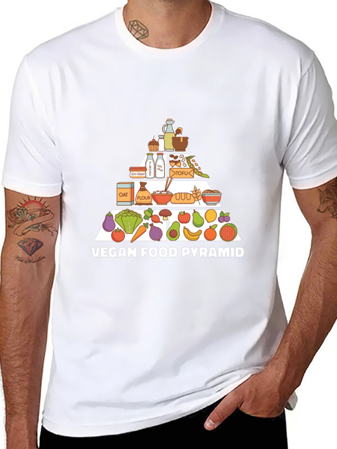 Vegan Food Pyramid Graphic T-Shirt