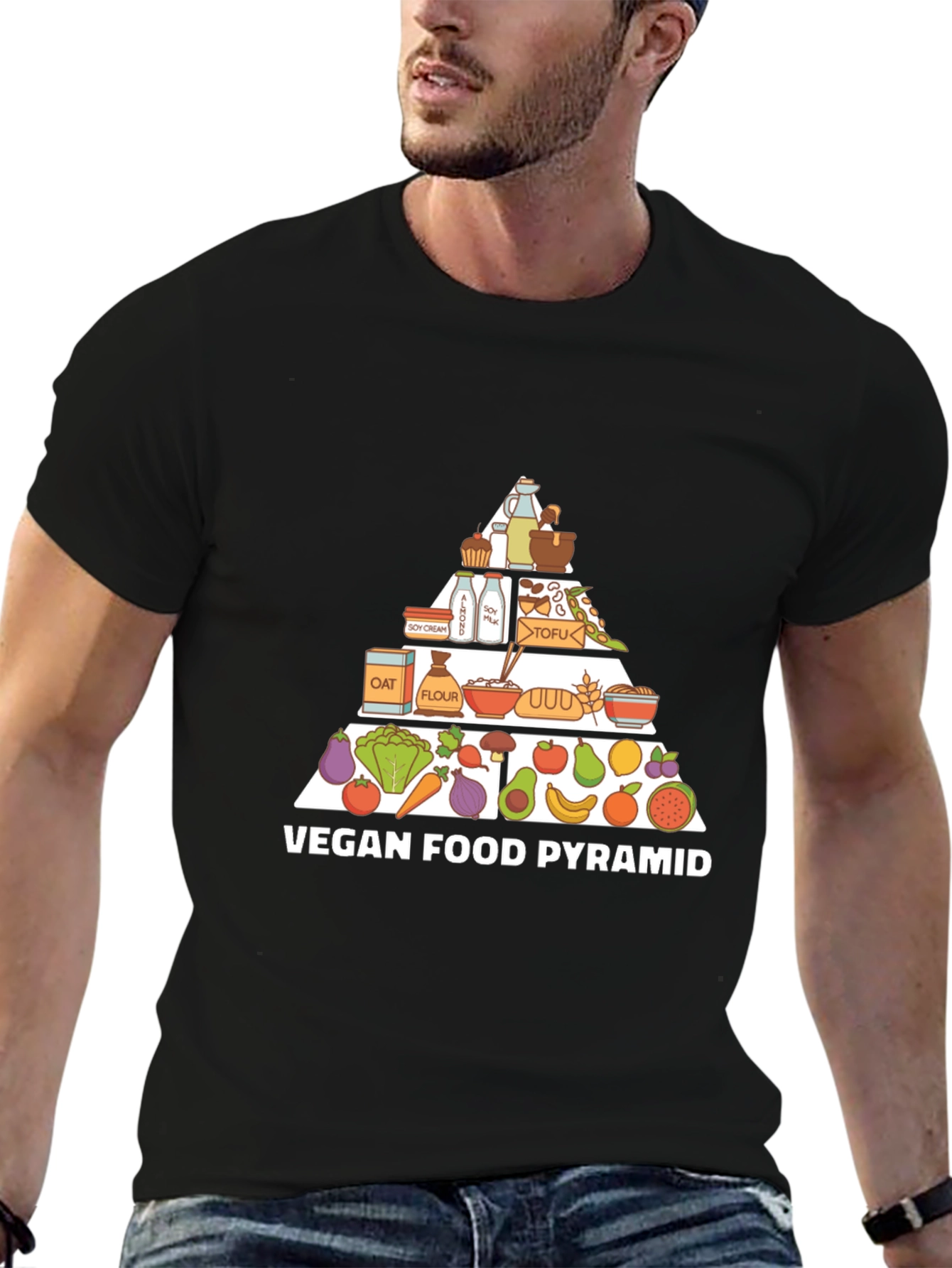 Vegan Food Pyramid Graphic T-Shirt