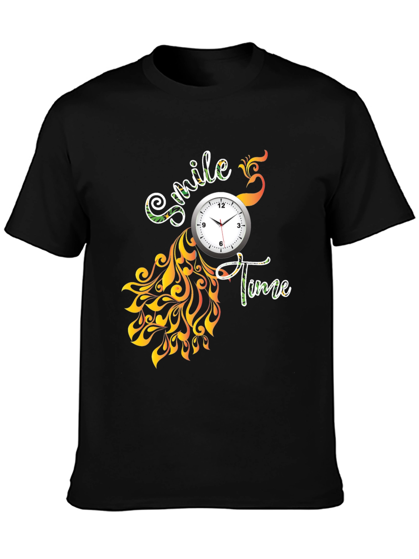 Smile Time Black Graphic T-Shirt
