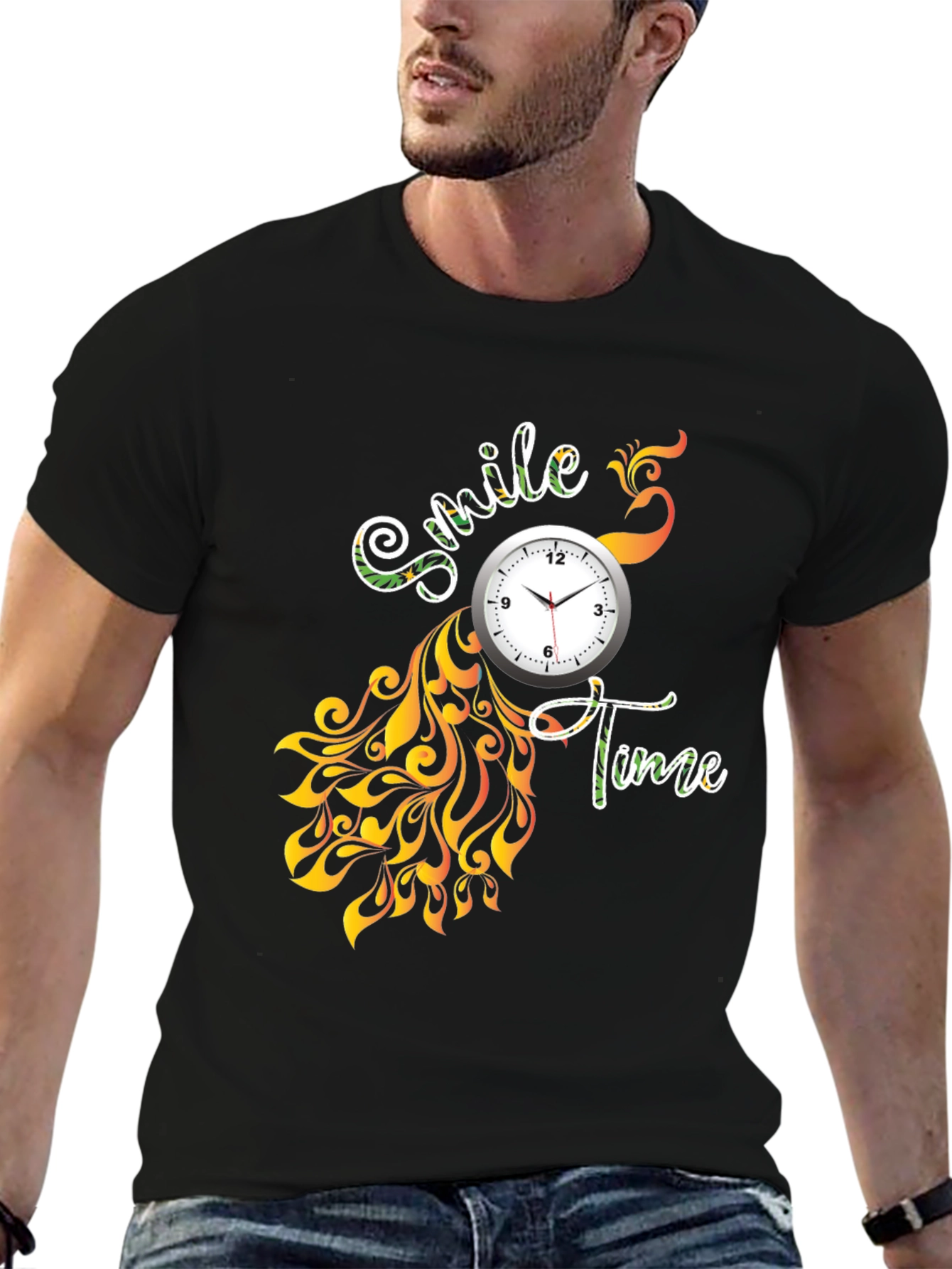 Smile Time Black Graphic T-Shirt