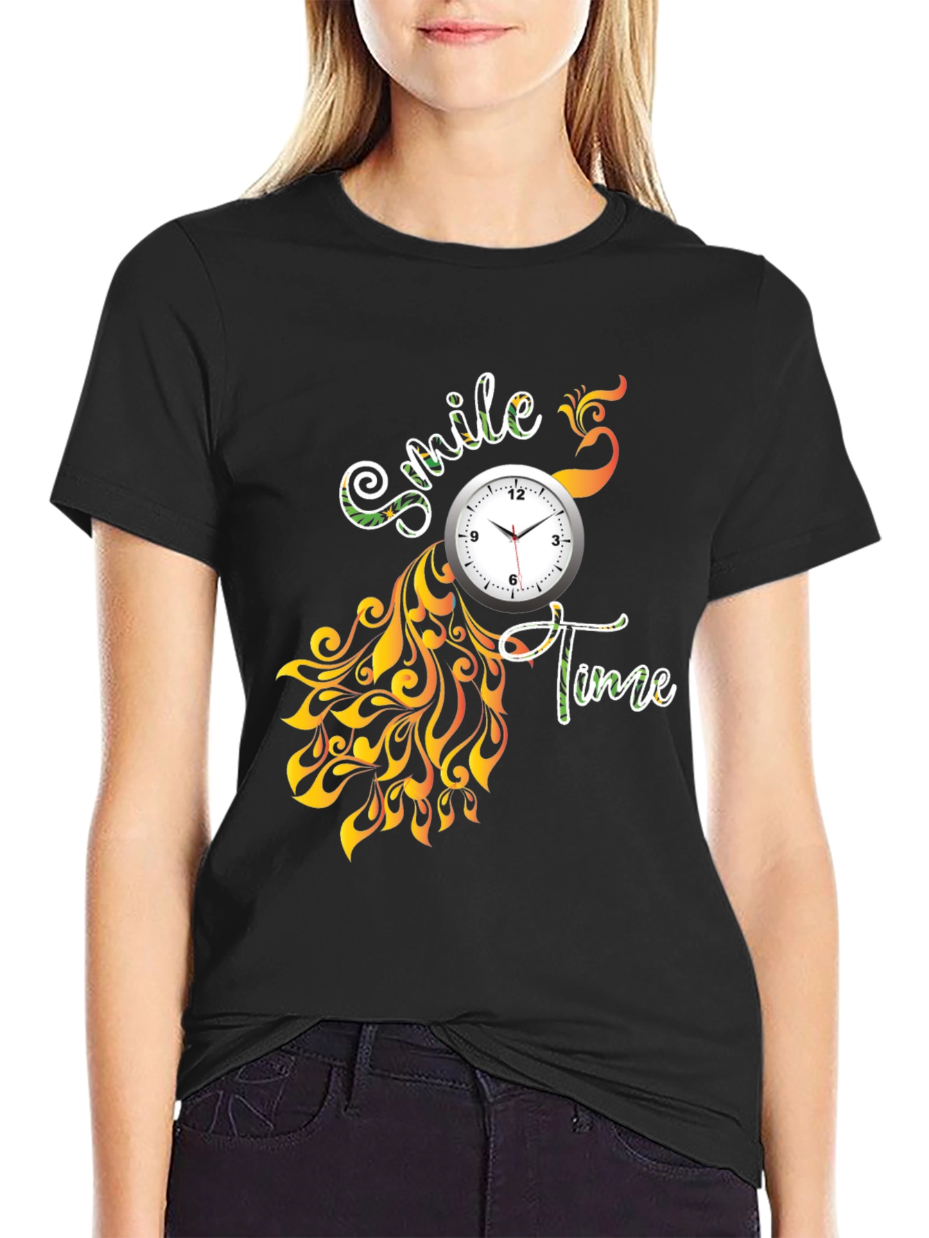Smile Time Black Graphic T-Shirt