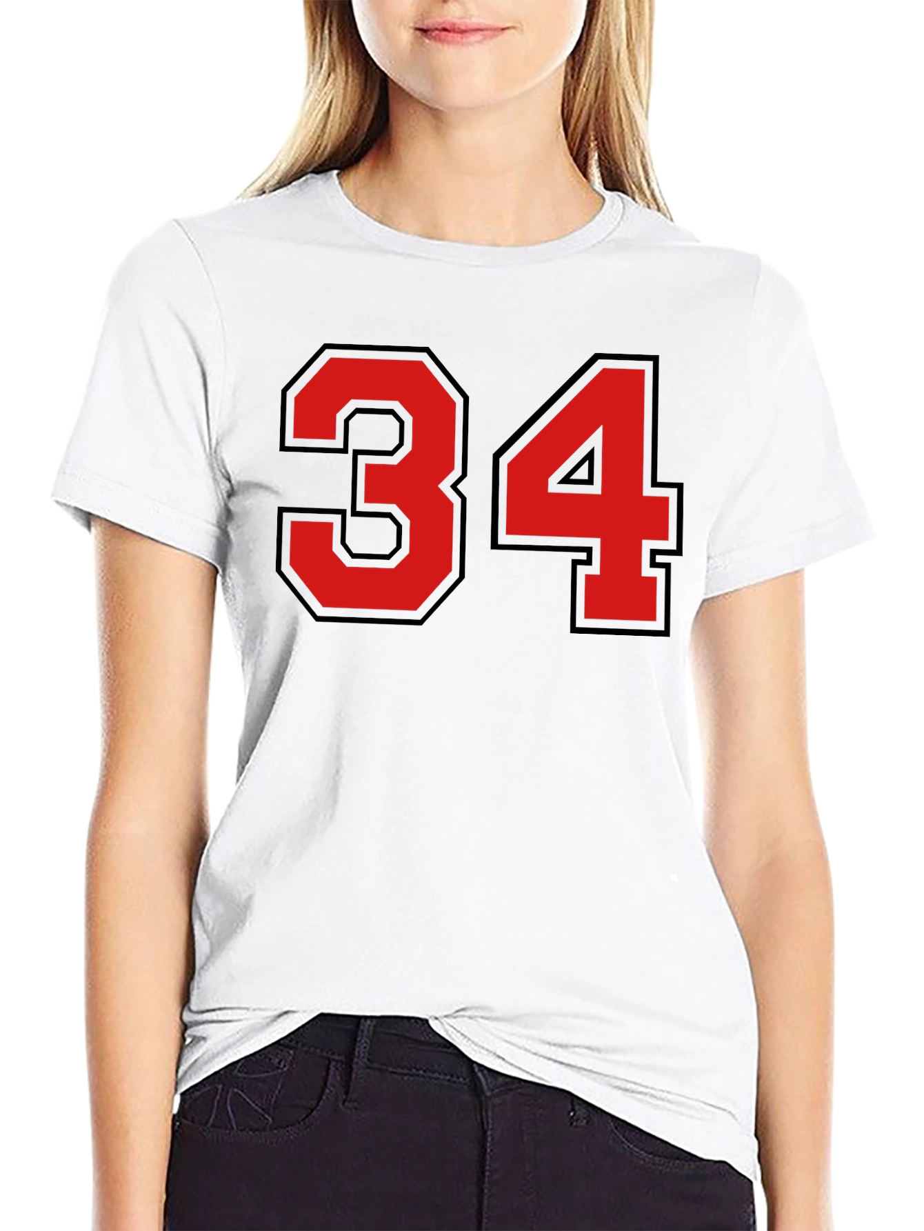 Mens Black T-Shirt with Red 34 Design
