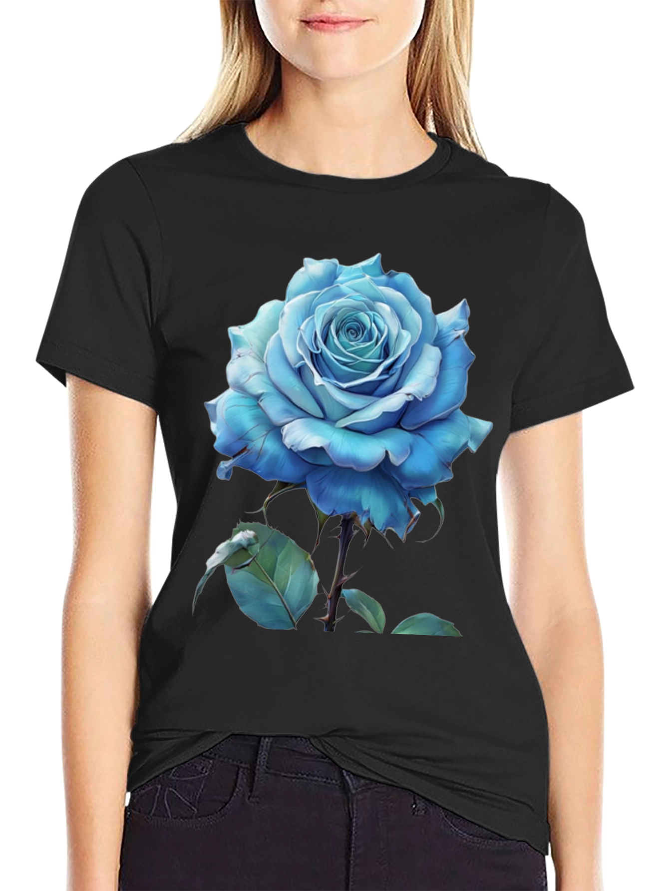 Blue Rose Graphic Tee - Stylish Mens T-Shirt