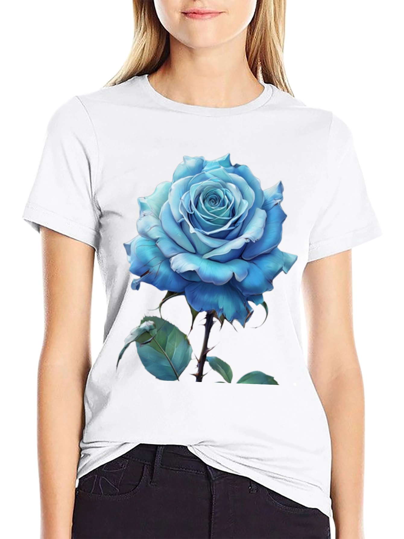 Blue Rose Graphic Tee - Stylish Mens T-Shirt