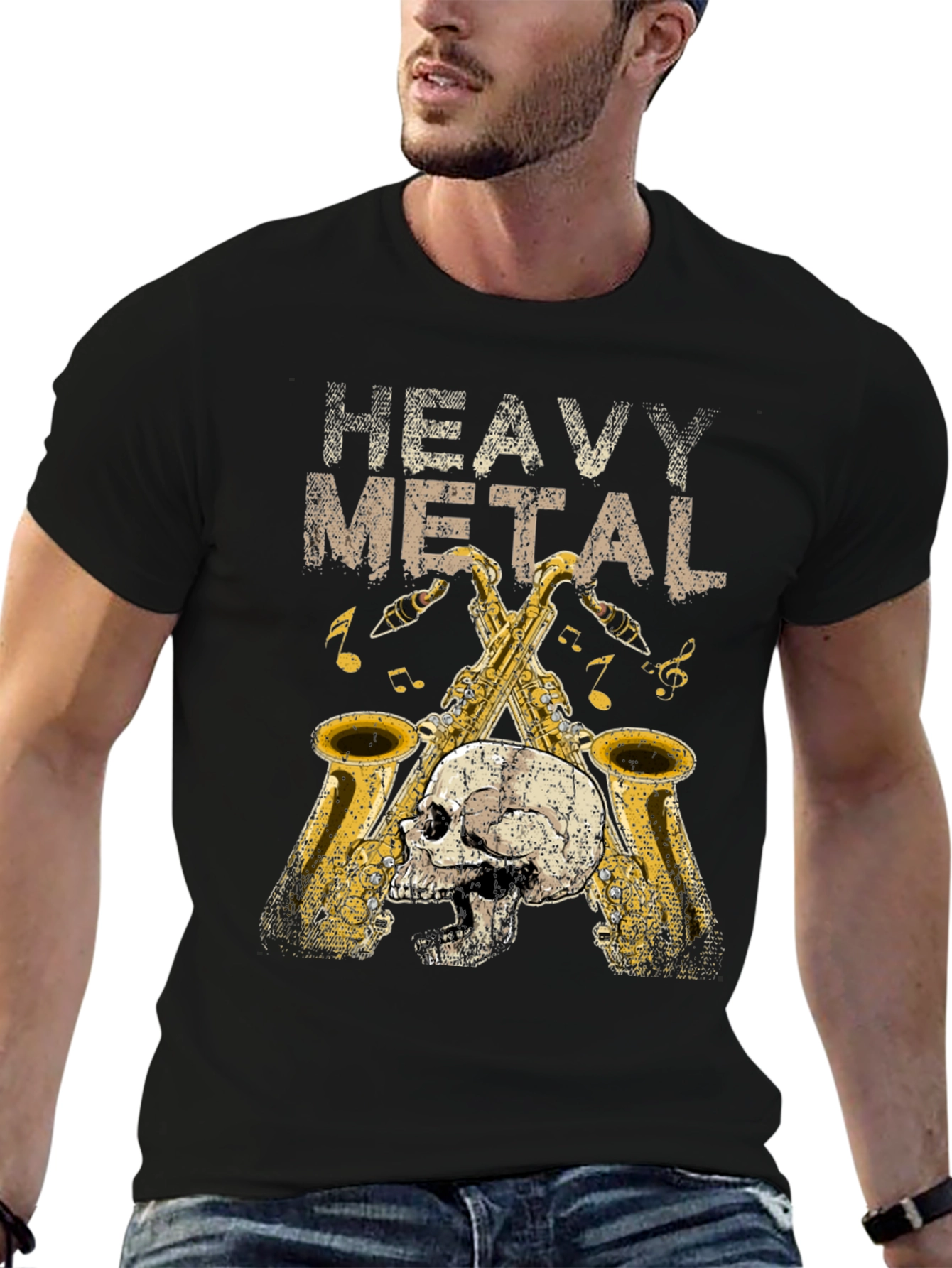 Heavy Metal Saxophone Skull T-Shirt