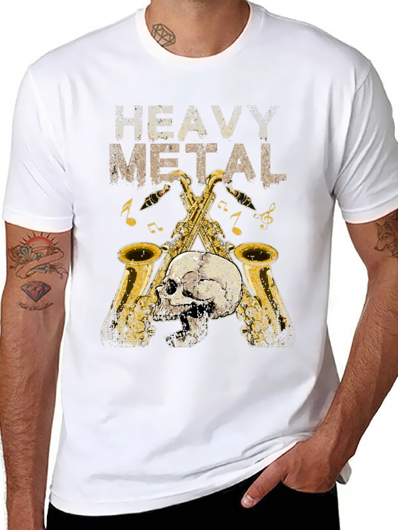 Heavy Metal Saxophone Skull T-Shirt
