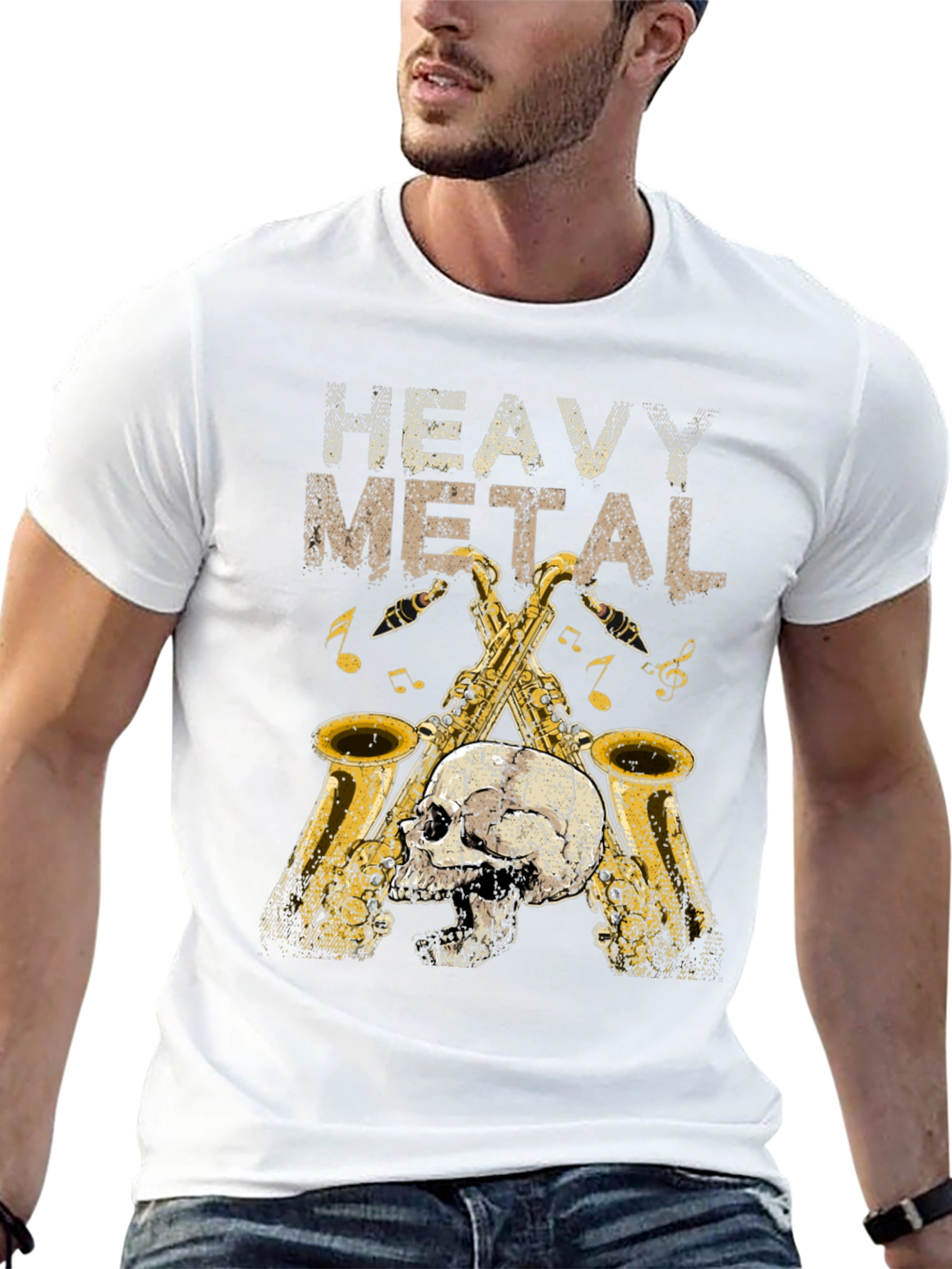 Heavy Metal Saxophone Skull T-Shirt
