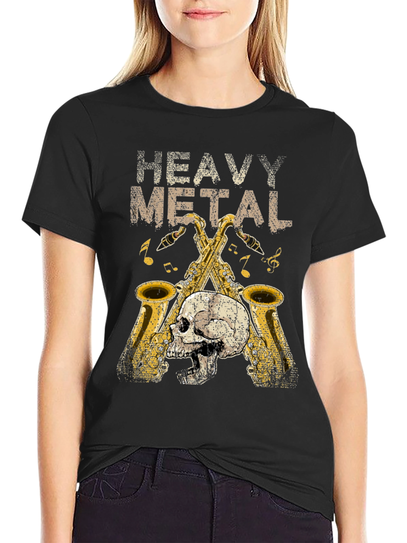 Heavy Metal Saxophone Skull T-Shirt