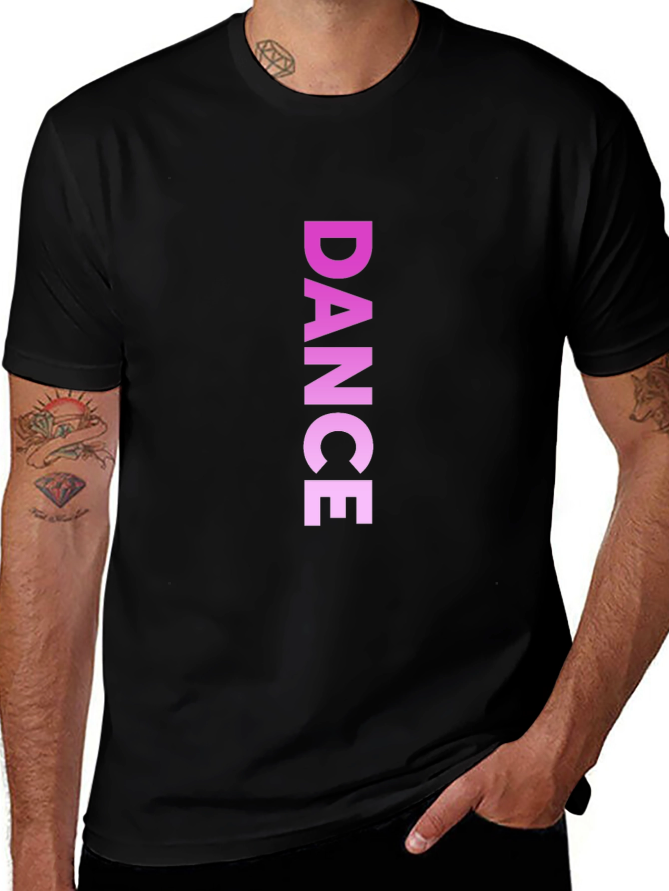 DANCE Vertical Print Black T-Shirt