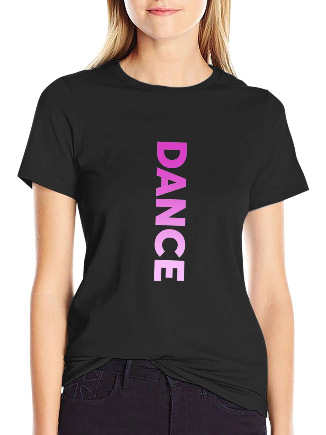 DANCE Vertical Print Black T-Shirt