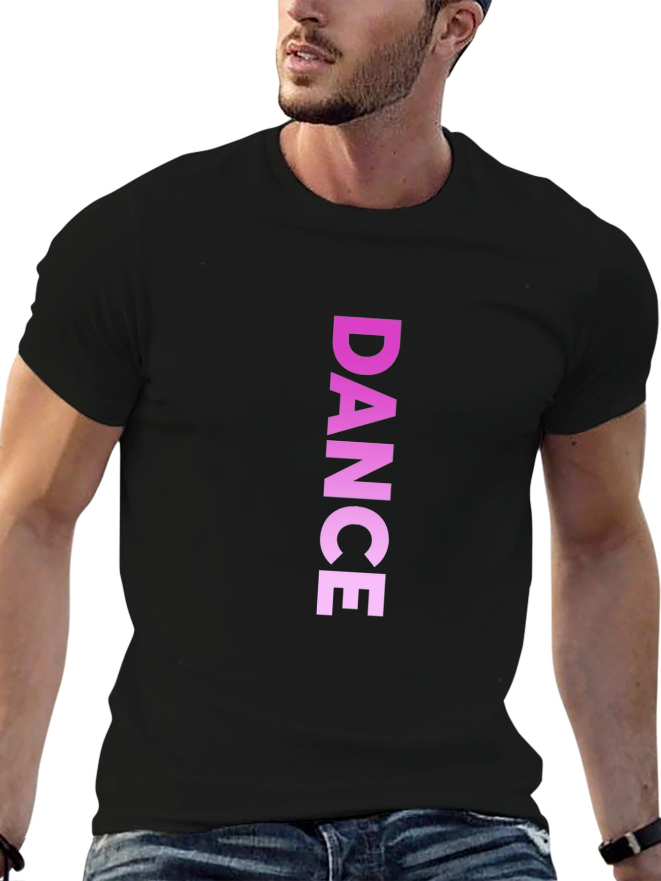 DANCE Vertical Print Black T-Shirt