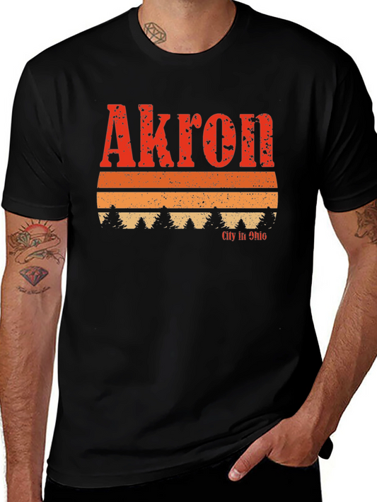 Akron City in Ohio Retro Graphic T-Shirt