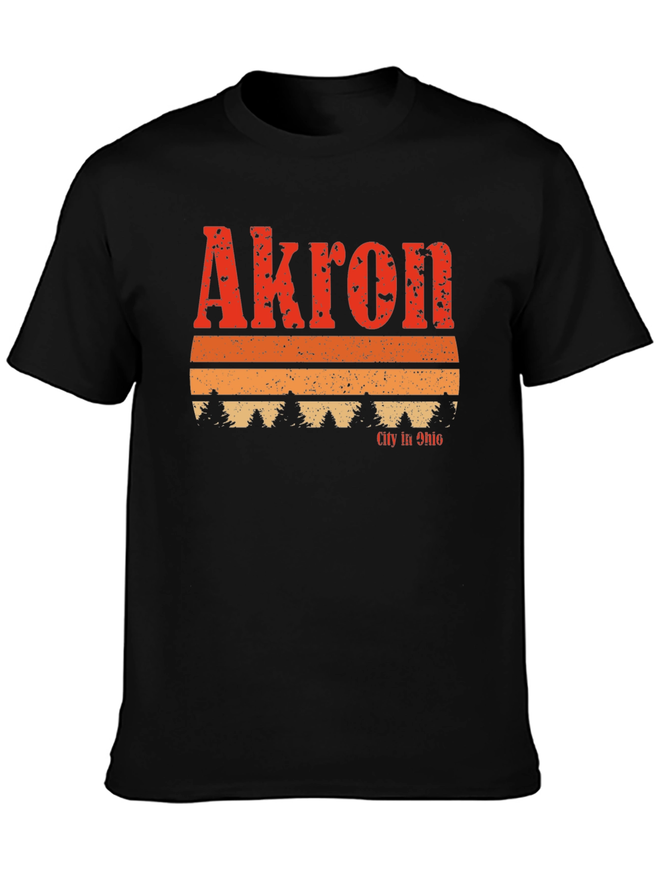 Akron City in Ohio Retro Graphic T-Shirt