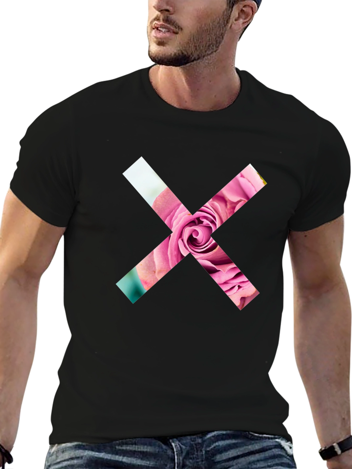 Floral Cross Graphic Tee - Modern Casual Style