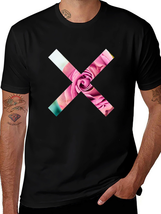 Floral Cross Graphic Tee - Modern Casual Style
