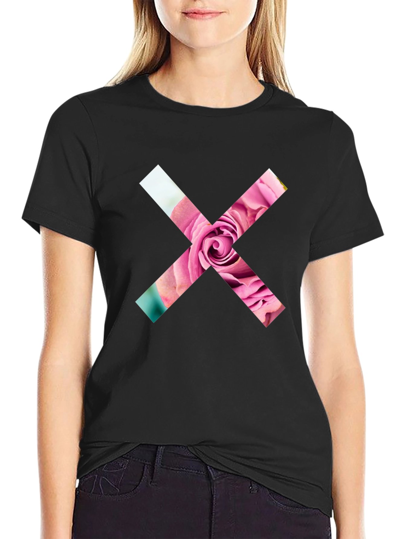 Floral Cross Graphic Tee - Modern Casual Style
