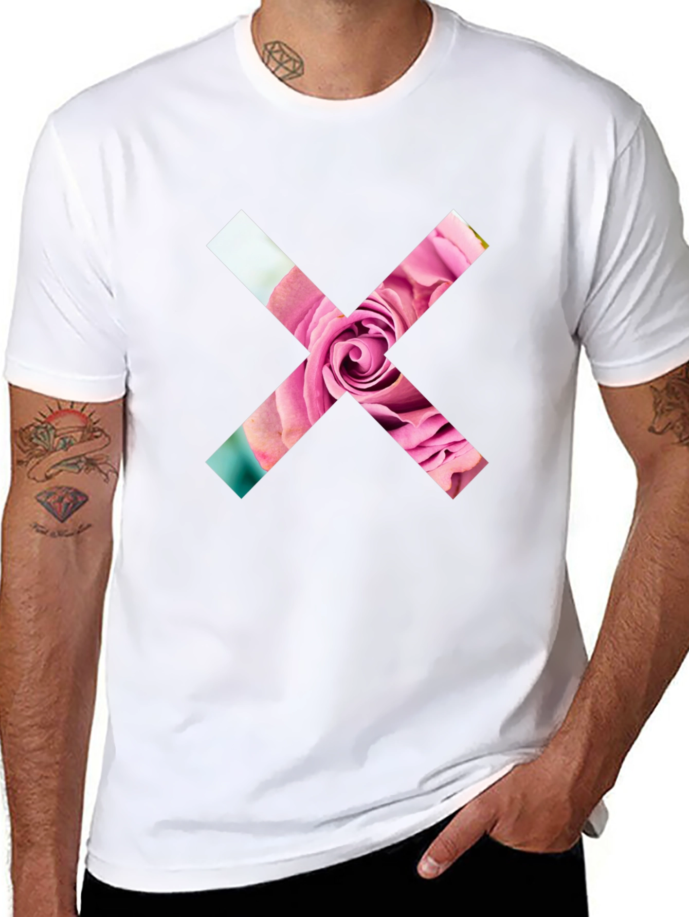 Floral Cross Graphic Tee - Modern Casual Style