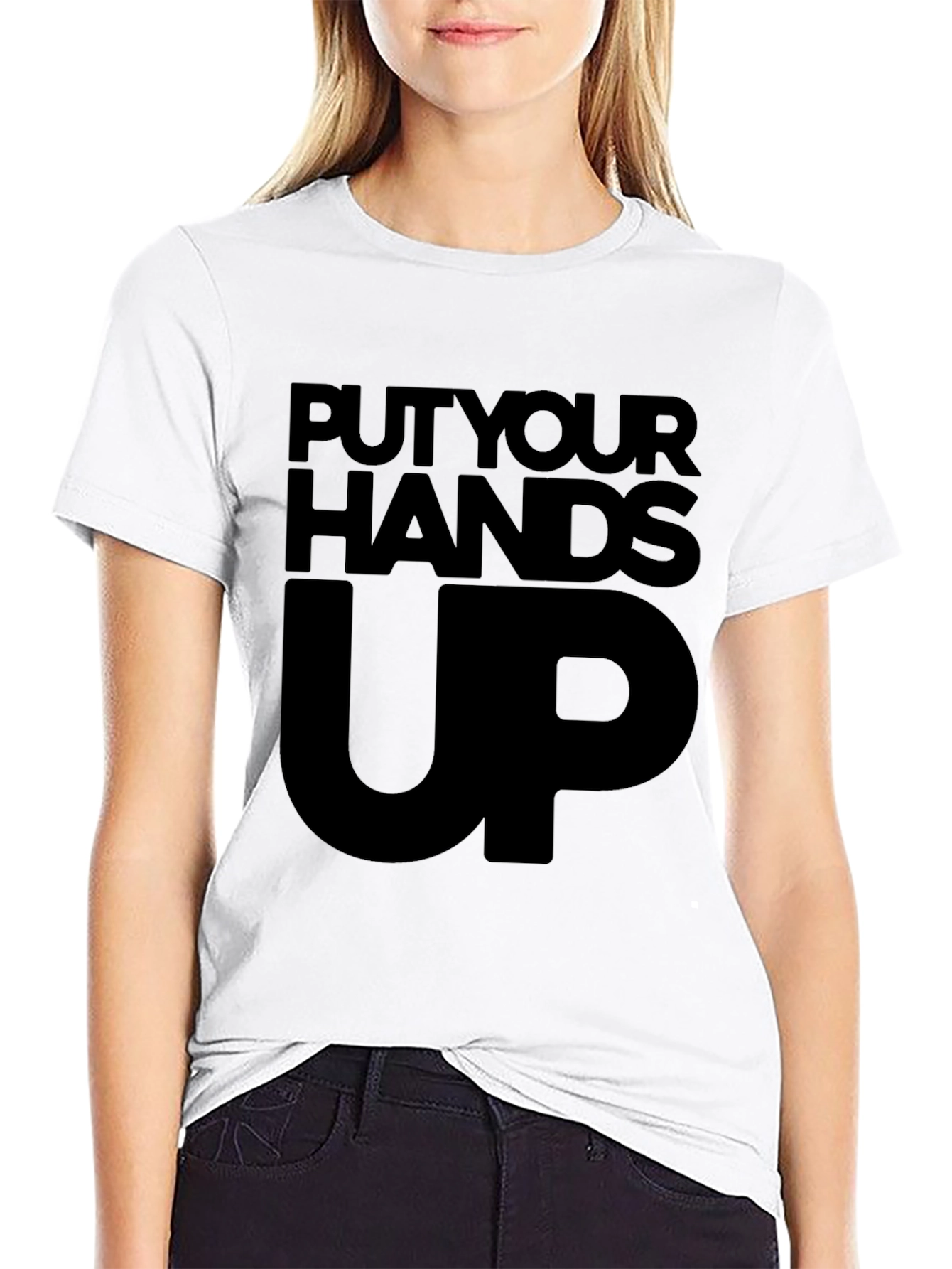 Put Your Hands Up Graphic Tee - Black
