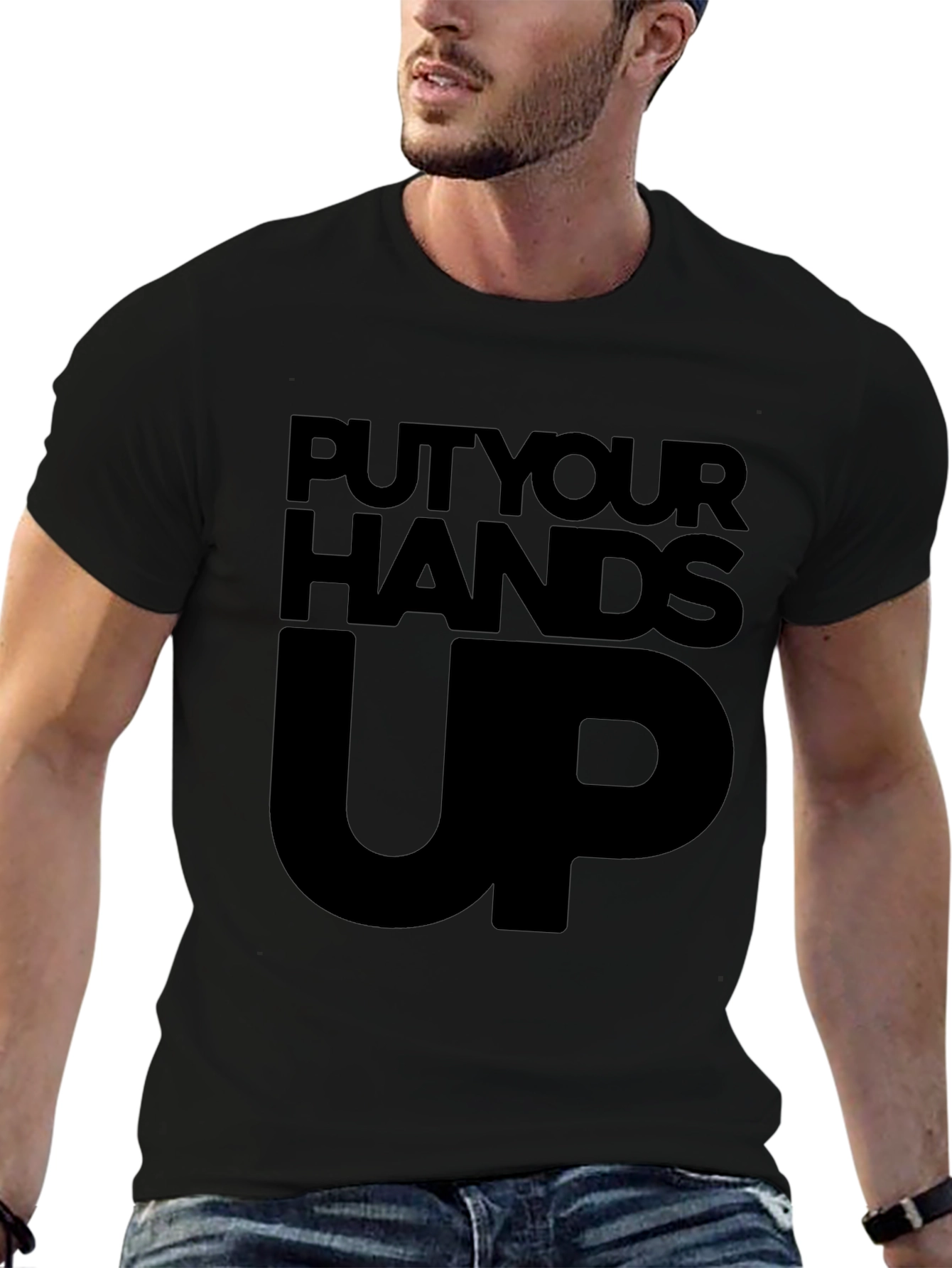 Put Your Hands Up Graphic Tee - Black