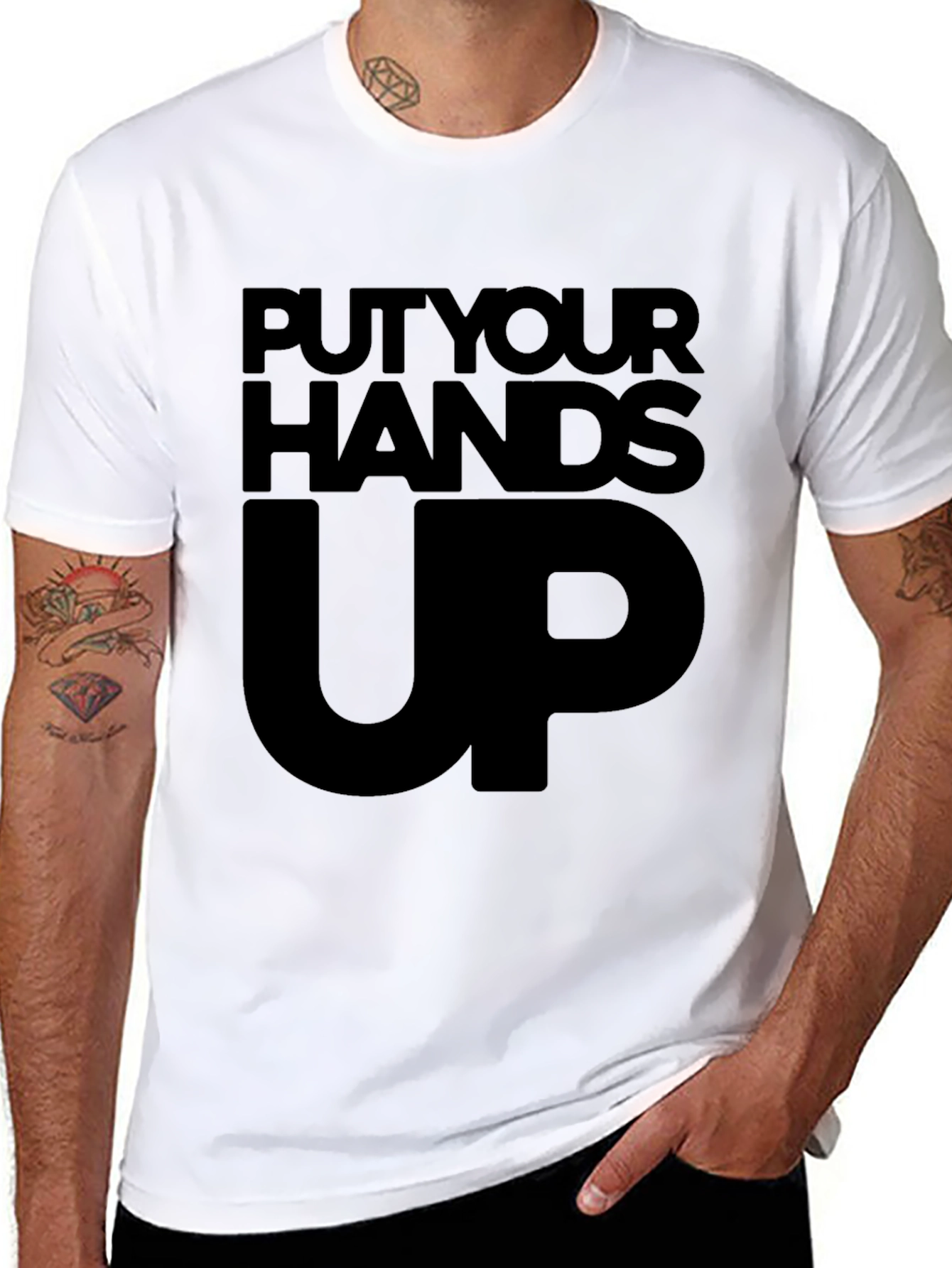 Put Your Hands Up Graphic Tee - Black