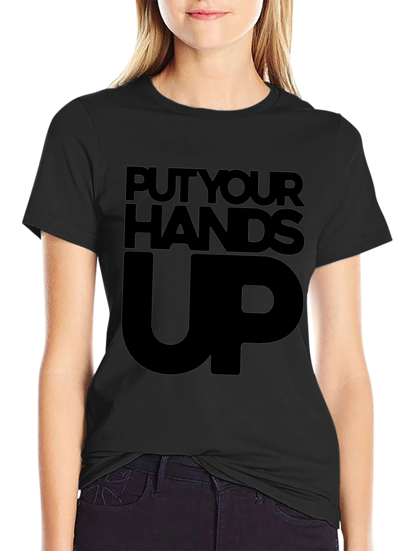 Put Your Hands Up Graphic Tee - Black