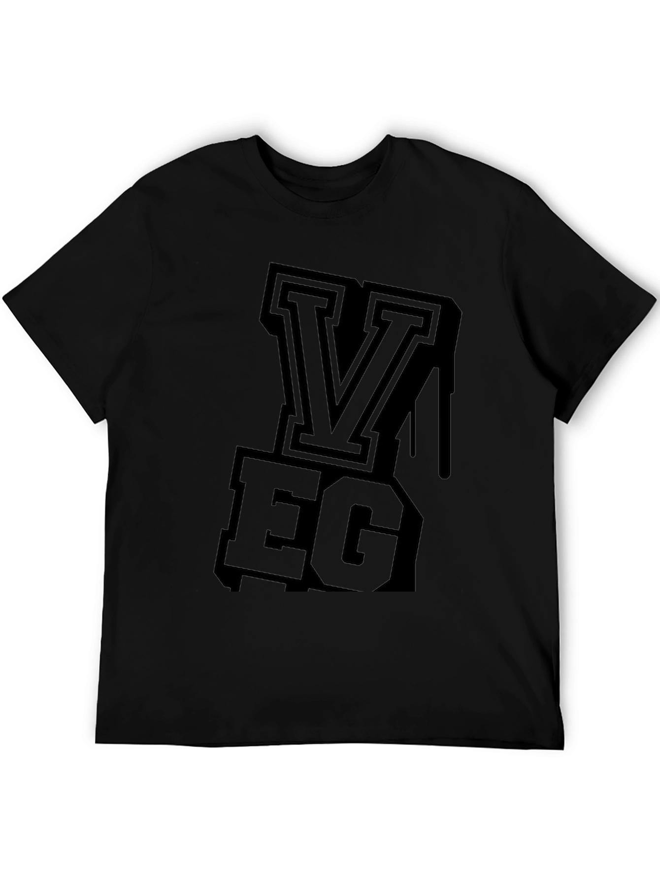 Black VEG Letter Graphic Mens T-Shirt