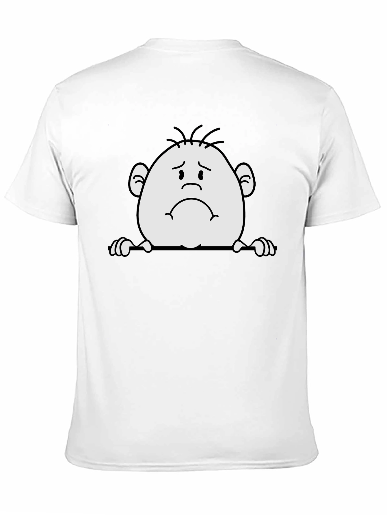 Sad Cartoon Character Black T-Shirt
