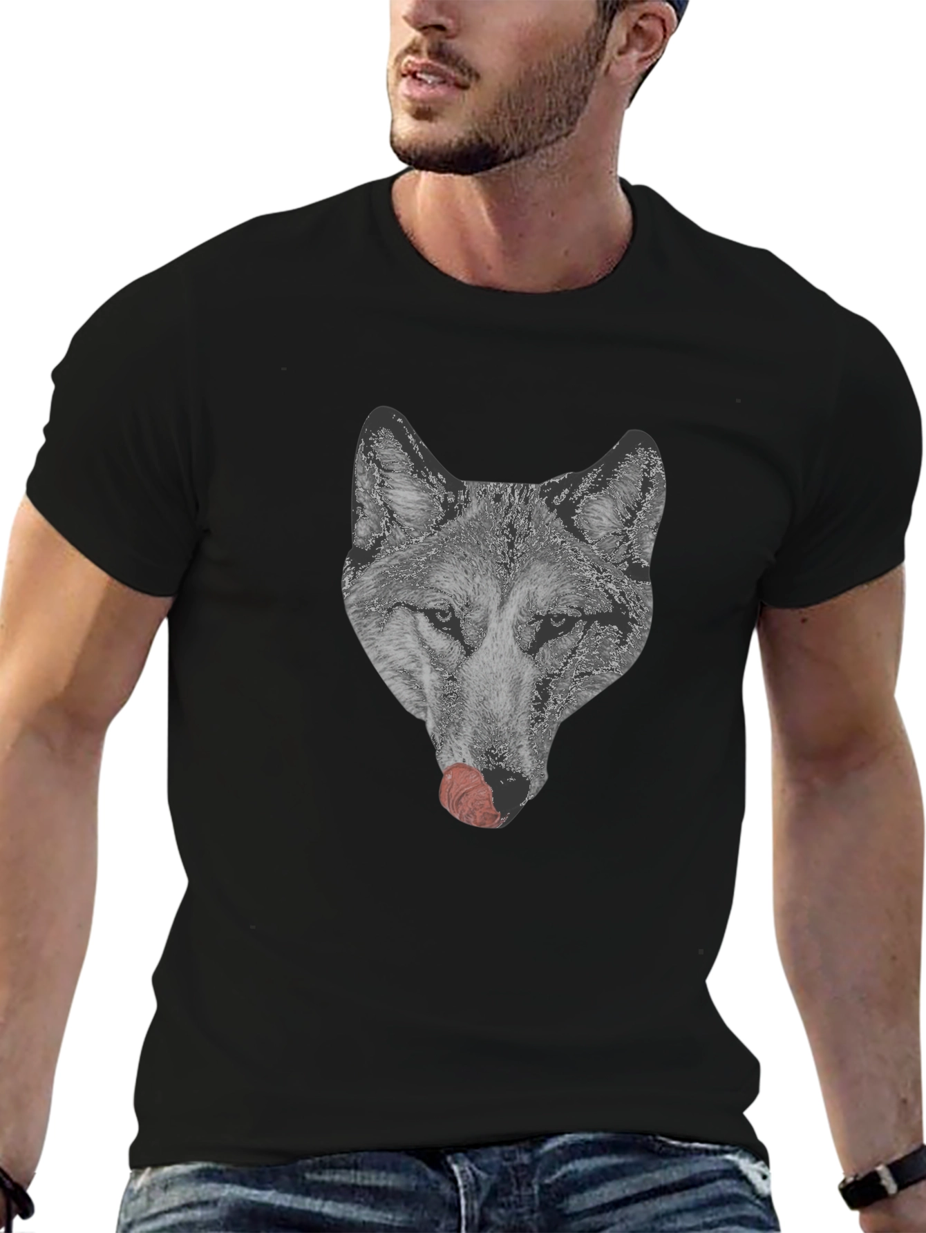 Wolf Graphic Tee - Black Short Sleeve Shirt