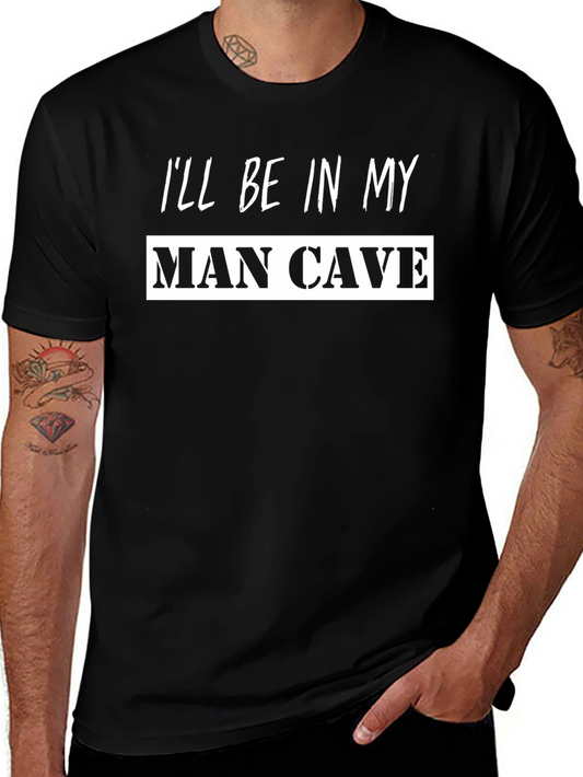 Mens Man Cave Graphic Tee - Black