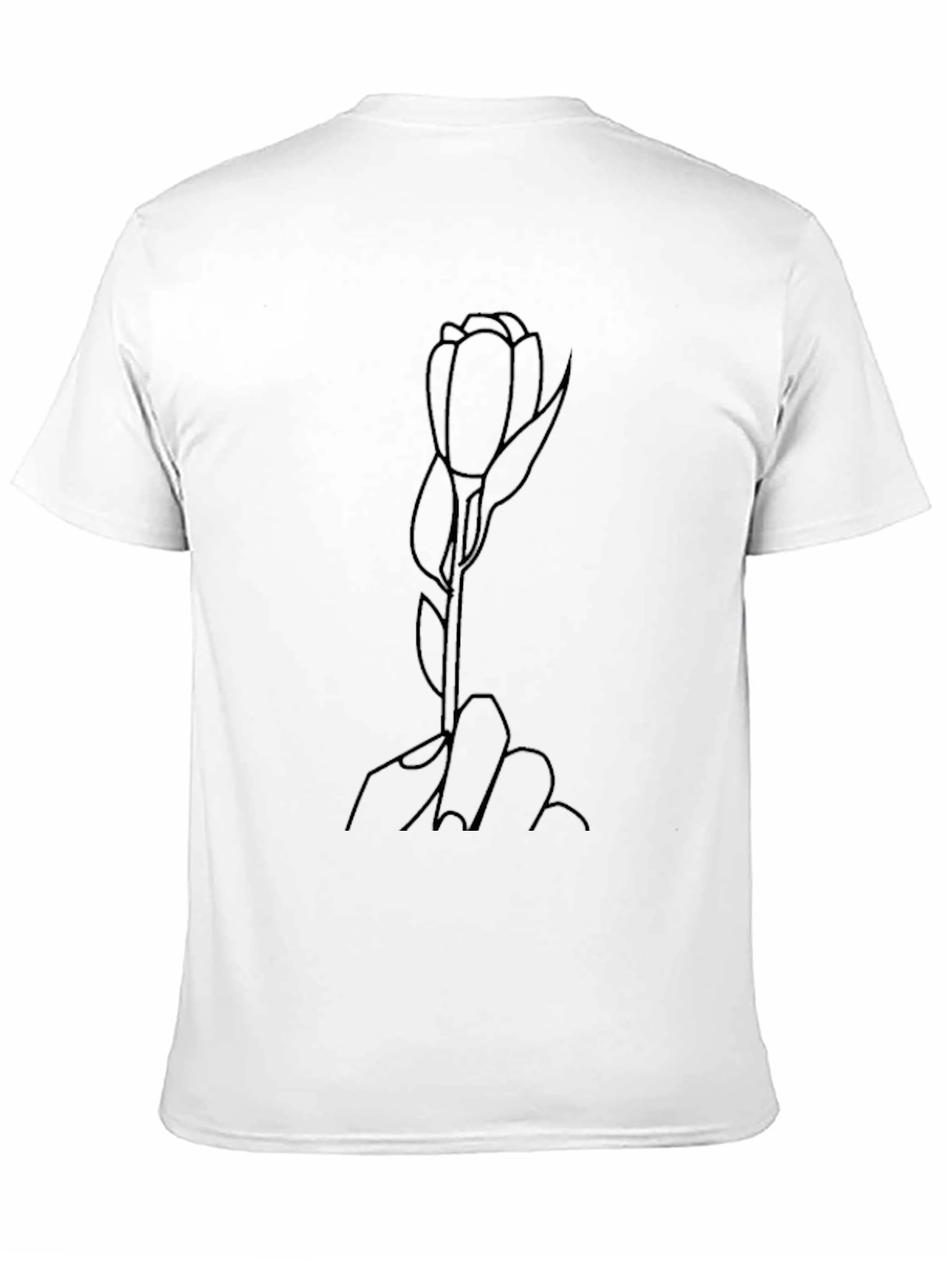 Minimalist Rose Outline Black T-Shirt
