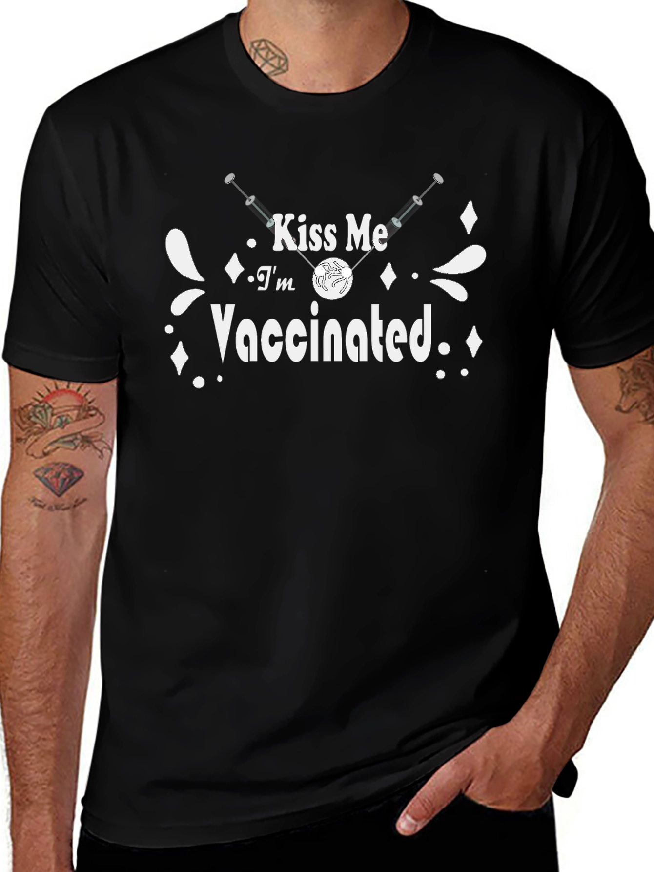 Kiss Me Im Vaccinated Black T-Shirt